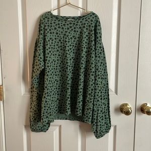 Zara girls long sleeved green floral shirt